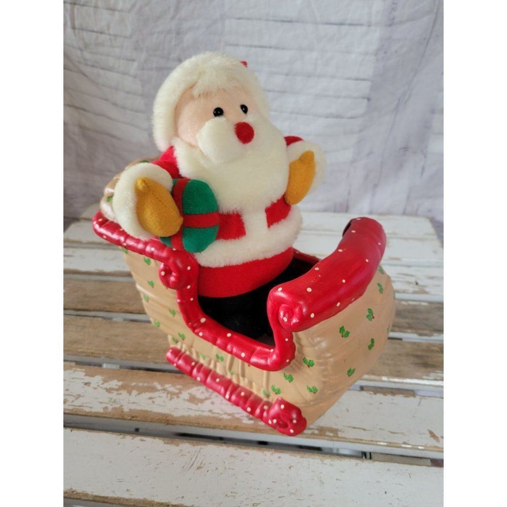 kimple Ceramic Santa sleigh Xmas vintage homemade decor